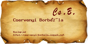 Cservenyi Borbála névjegykártya
